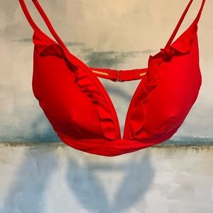 J. Crew Red Ruffle Bikini Top